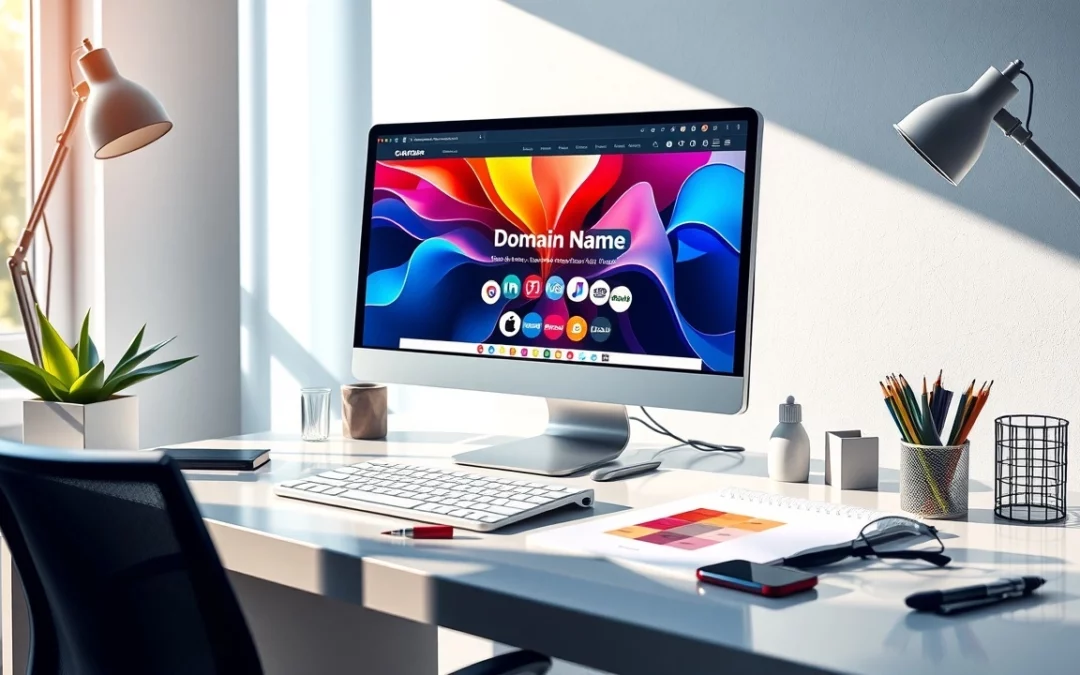 Une scène illustrant un nom de domaine efficace soutenant l'image de marque.