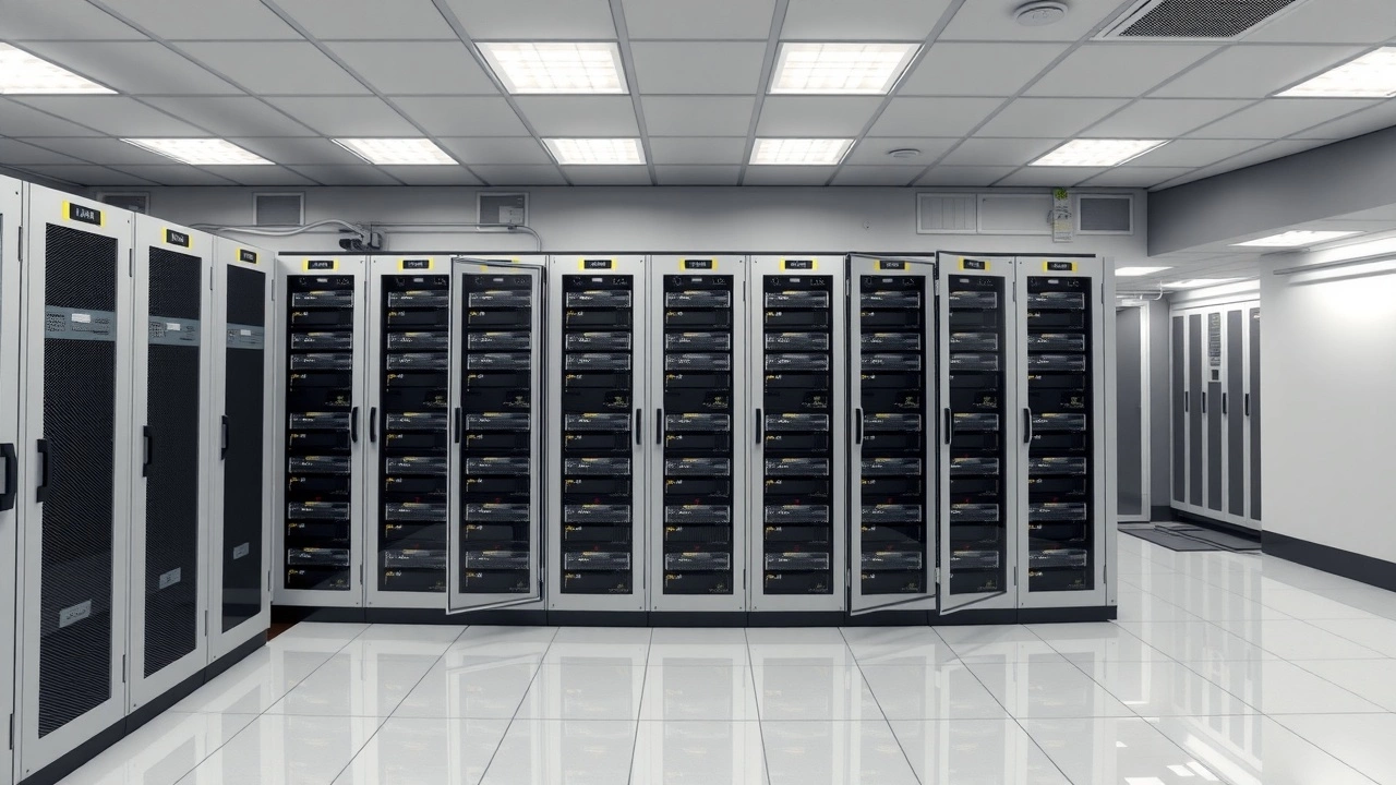 salle de serveur sécurisée avec des armoires verrouillées