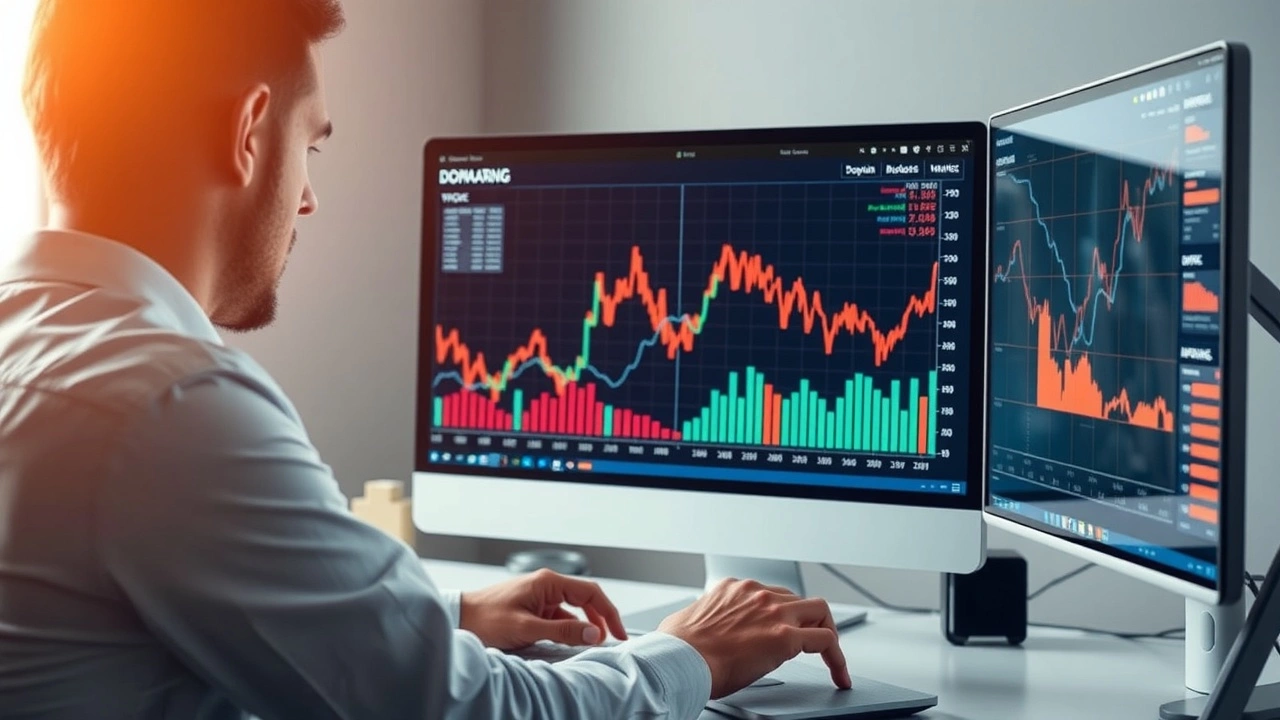 person analysant les tendances du marché des noms de domaine
