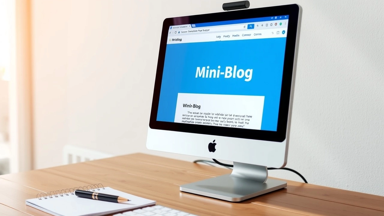 un ordinateur avec un blog et un nom de domaine