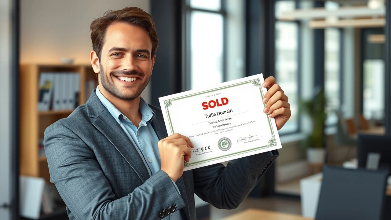 person tenant en main un certificat de domaine vendu