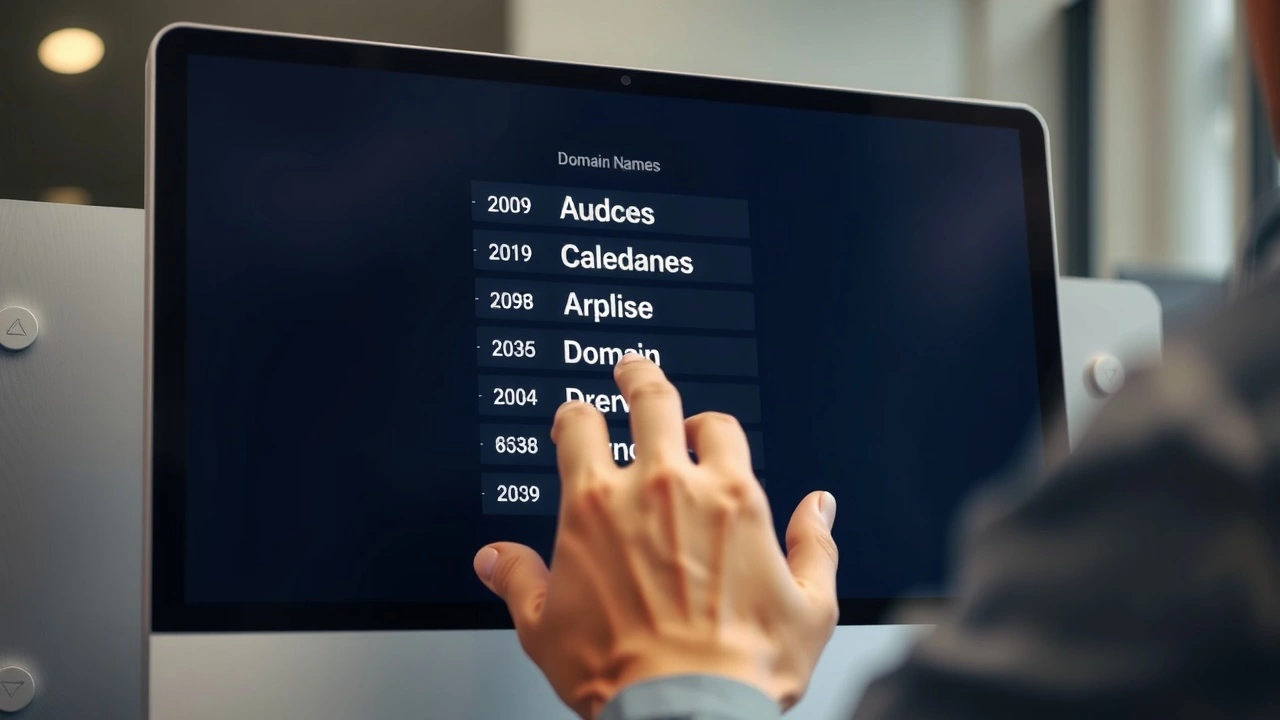 person choisissant des noms de domaine sur un ordinateur