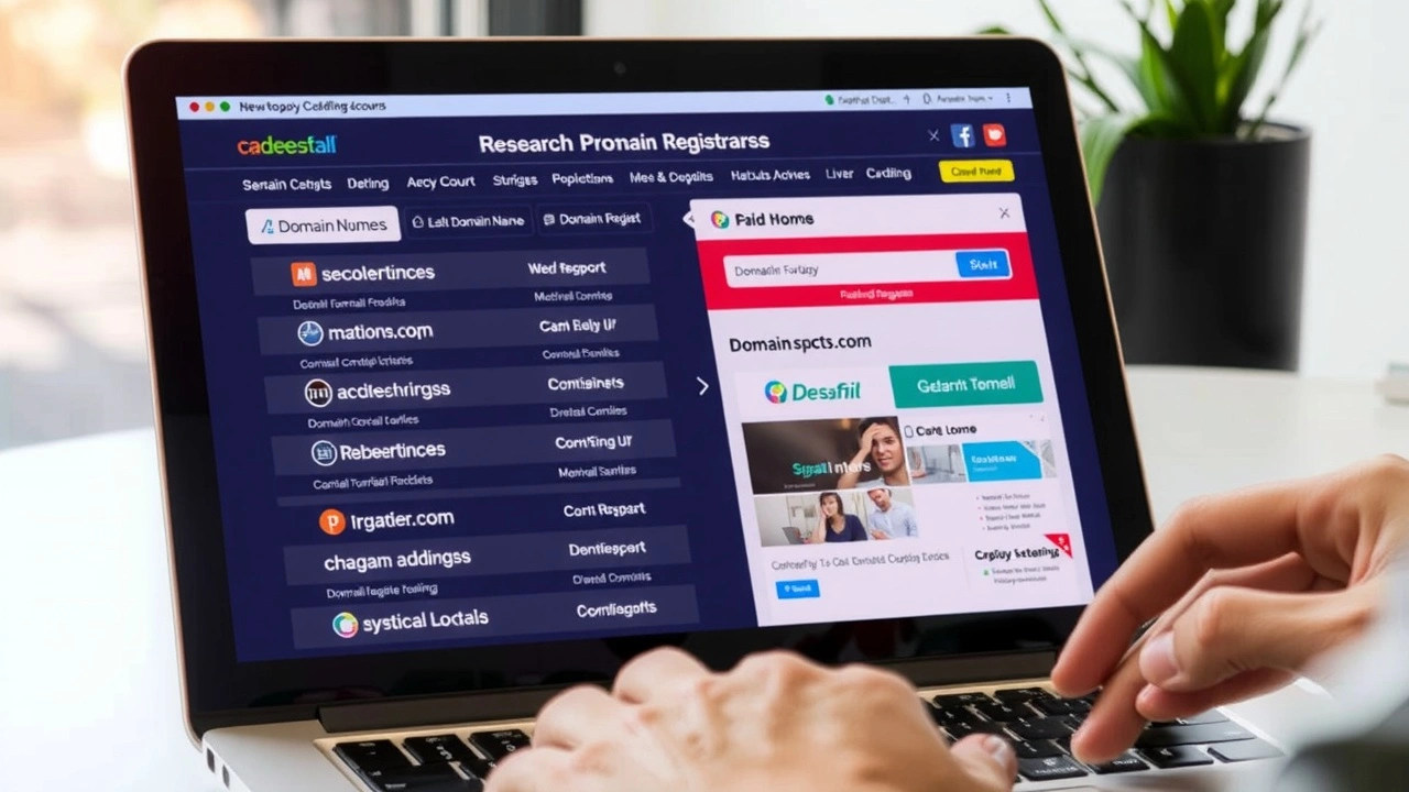 person utilisant un ordinateur portable pour choisir un registrar