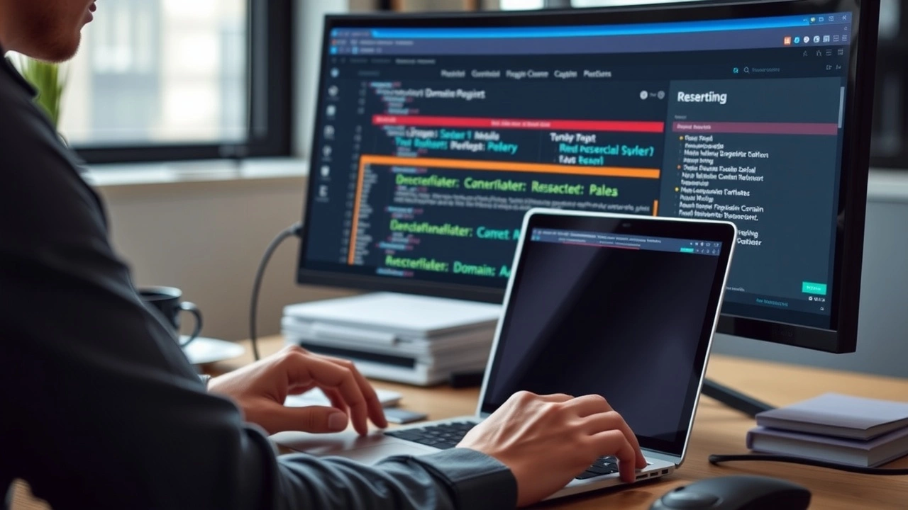 person consultant les registraires de noms de domaine