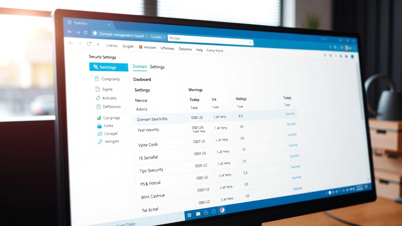 écran d'ordinateur montrant la gestion de domaine