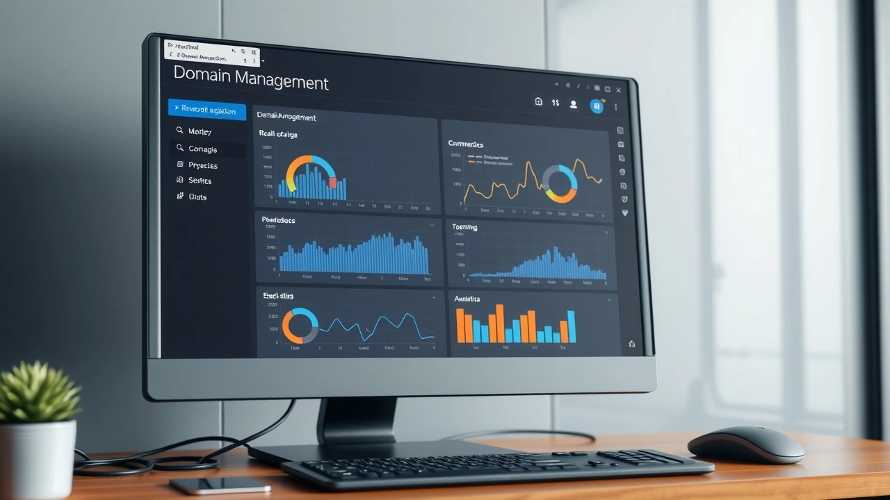 écran d'ordinateur avec tableau de bord de gestion de nom de domaine