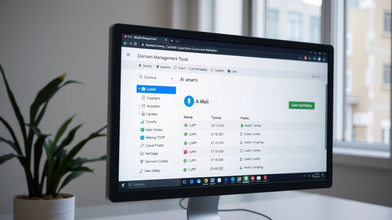 écran d'ordinateur avec outils de gestion de domaine