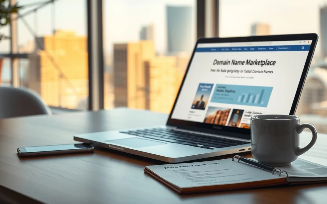 Espace de travail moderne avec un ordinateur portable, un smartphone et une tasse de café.