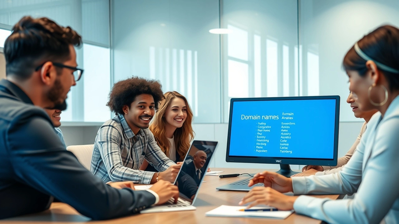 groupe de personnes analysant des noms de domaine