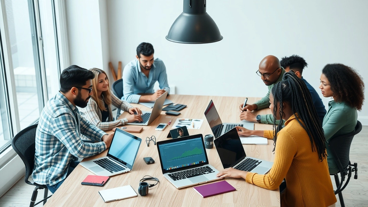 groupe divers de personnes travaillant sur l'identité de marque