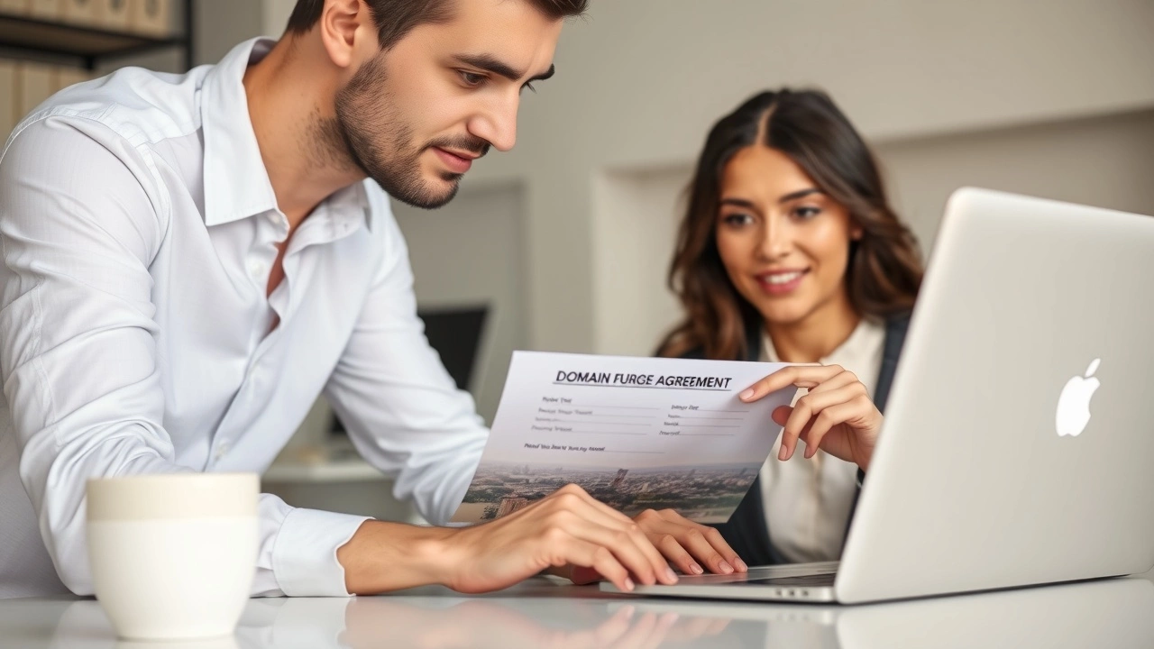 deux personnes negocient sur un ordinateur portable