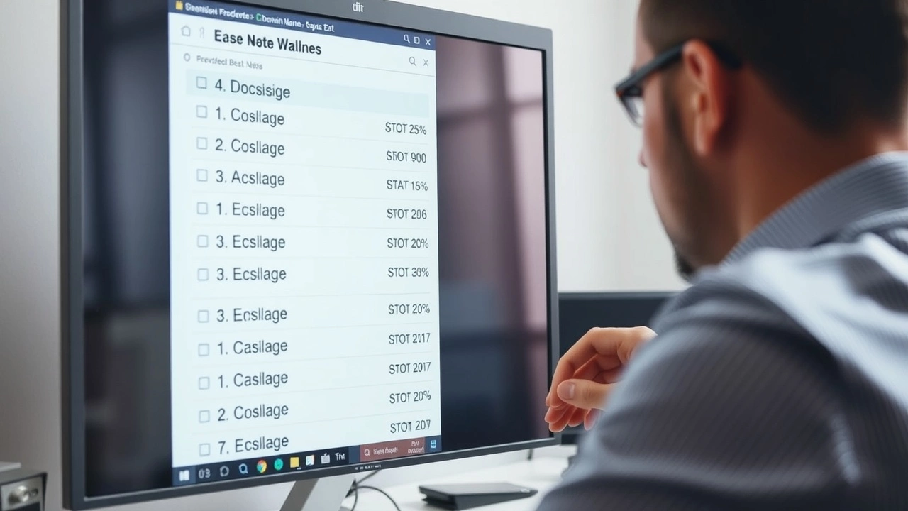 une personne examinant une liste d'options de noms de domaine