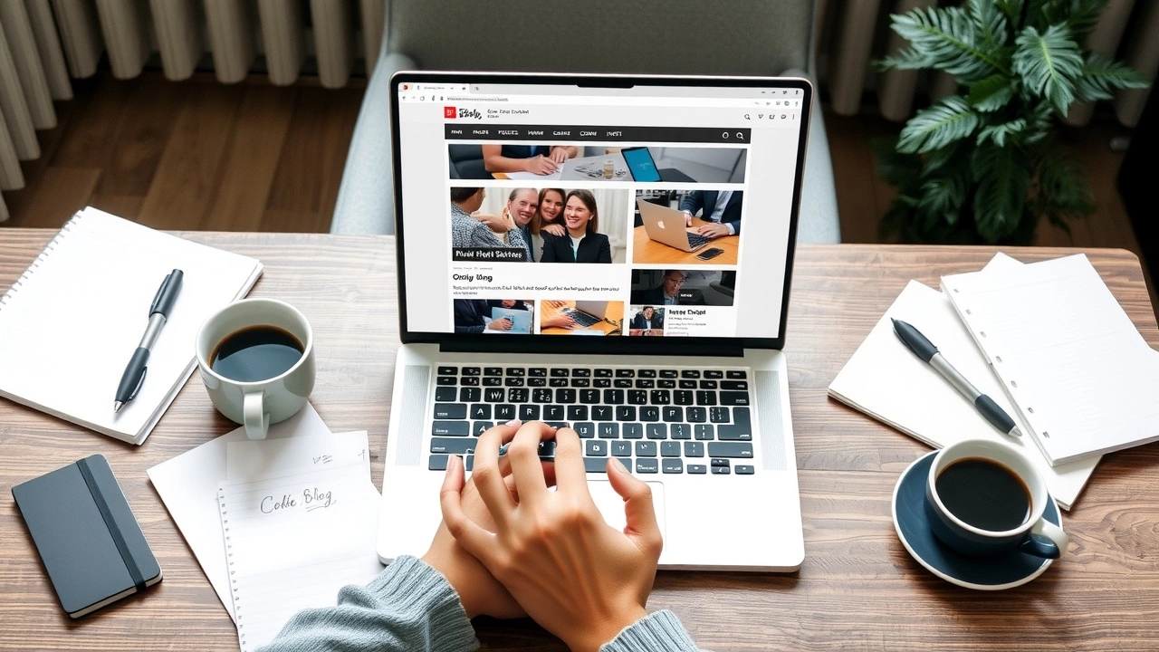 une personne travaillant sur un mini-blog