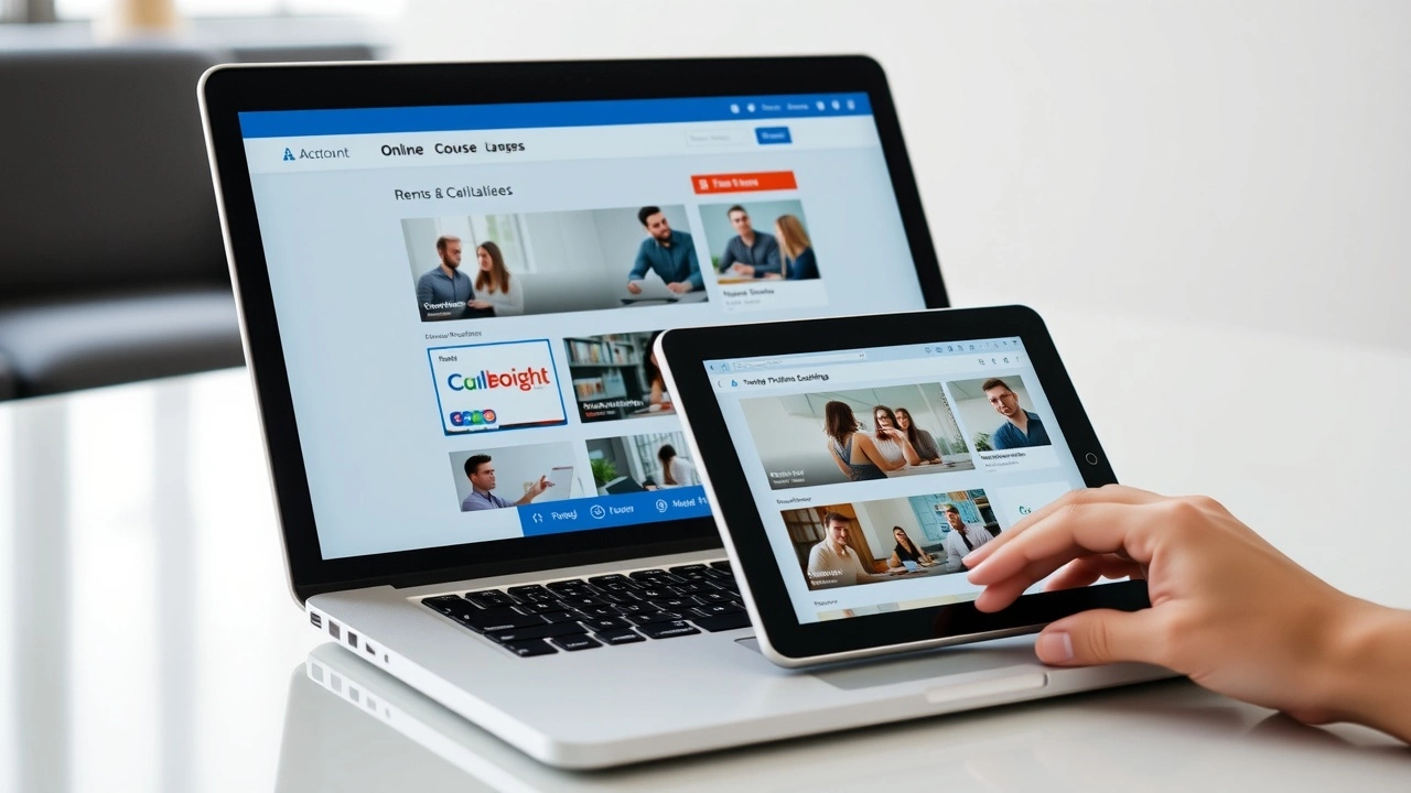 interface d une plateforme de cours en ligne sur des appareils