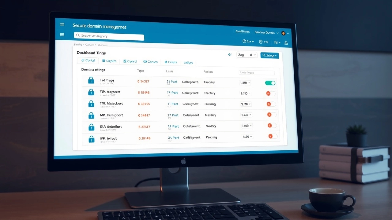 tableau de bord de gestion de domaine sécurisé
