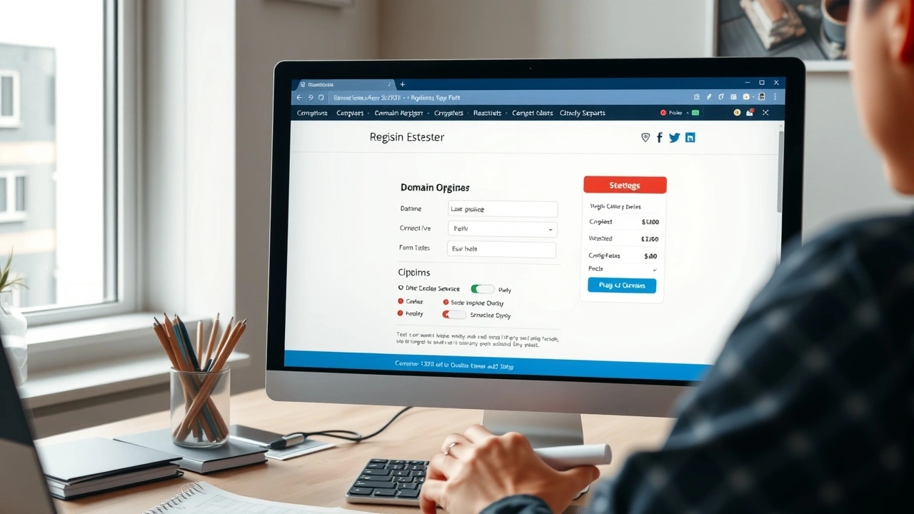 person achète un nom de domaine sur un écran d'ordinateur