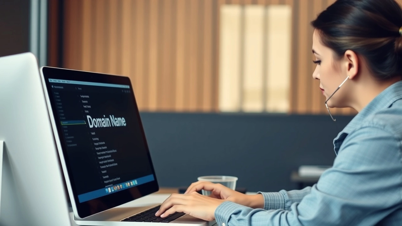 person achetant un nom de domaine sur un ordinateur