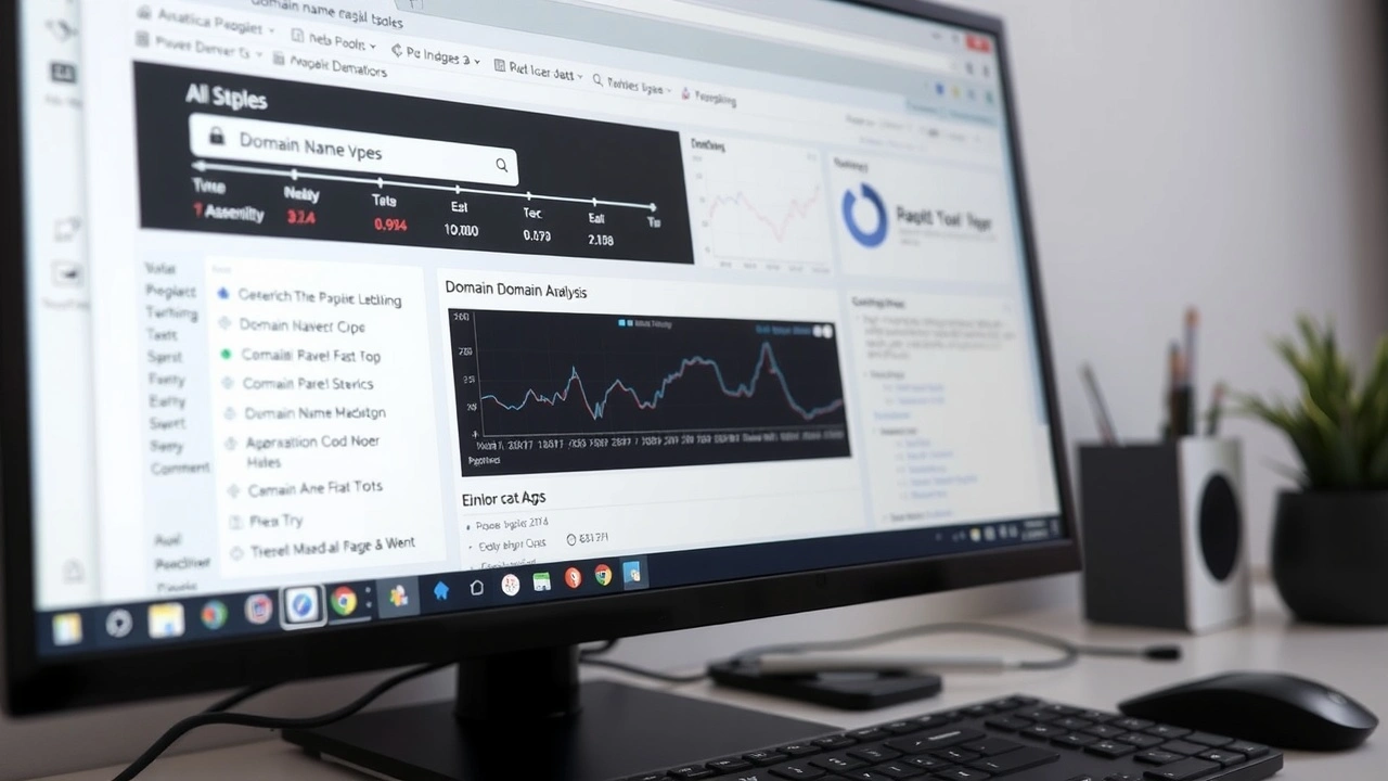 écran d'ordinateur avec outils d'analyse de nom de domaine