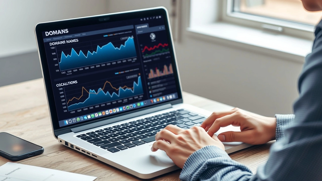 person analysant des noms de domaine sur un ordinateur