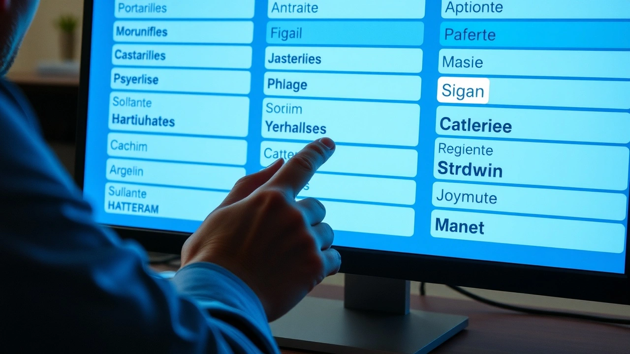 person analysant des noms de domaine sur un écran d'ordinateur