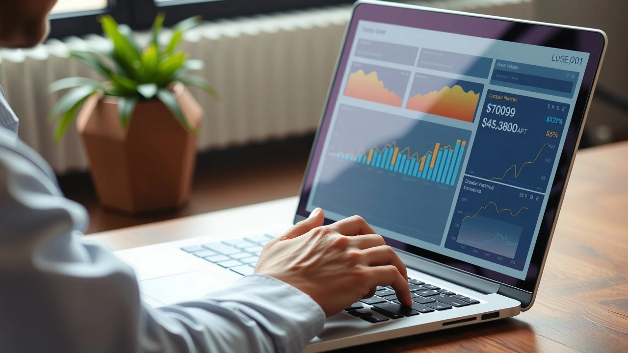 person regardant des graphiques de performance sur un ordinateur portable