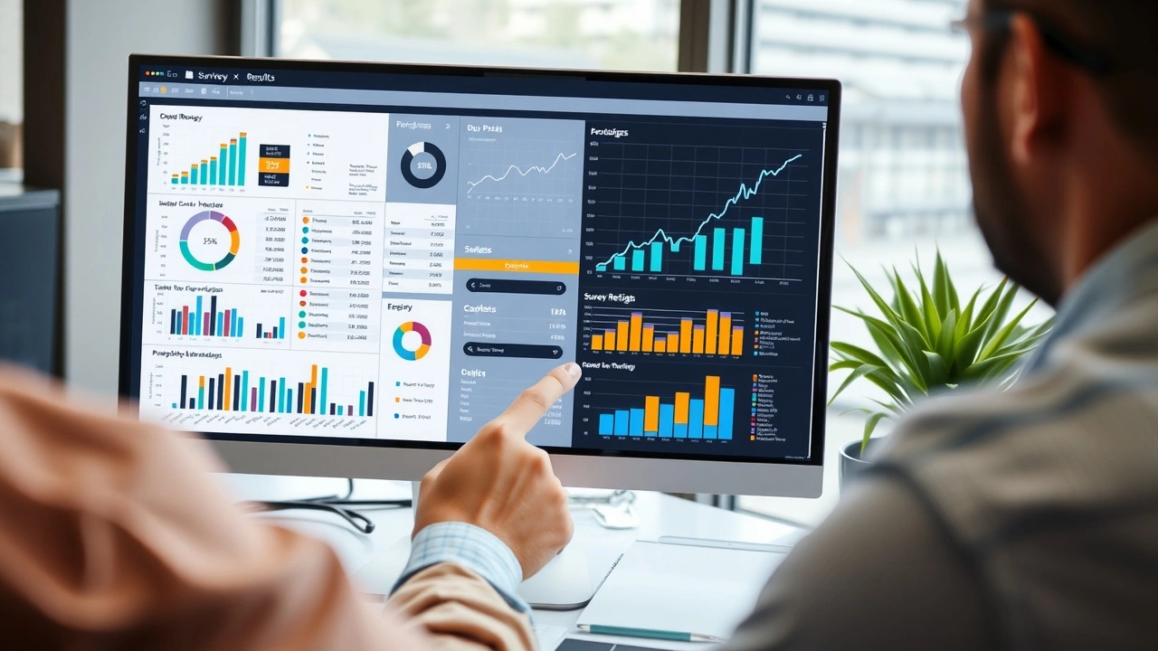 person analysant les résultats des sondages sur un écran d'ordinateur