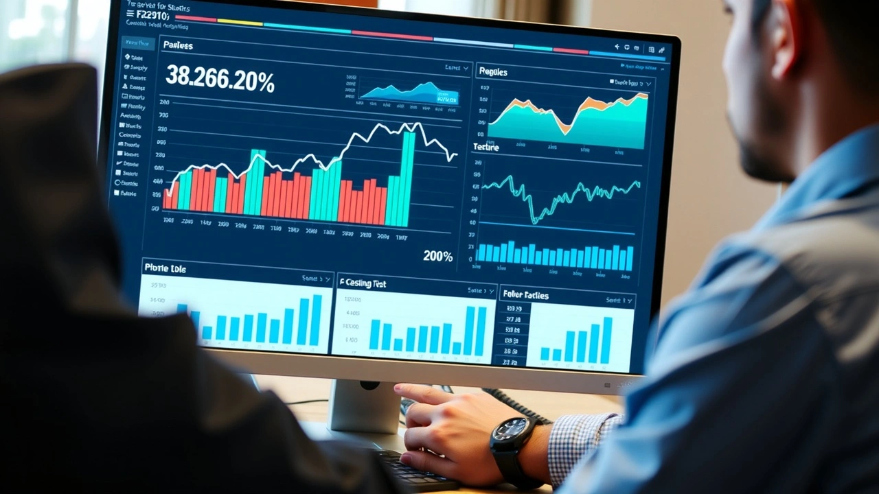 person analysant des statistiques de domaine sur un ordinateur