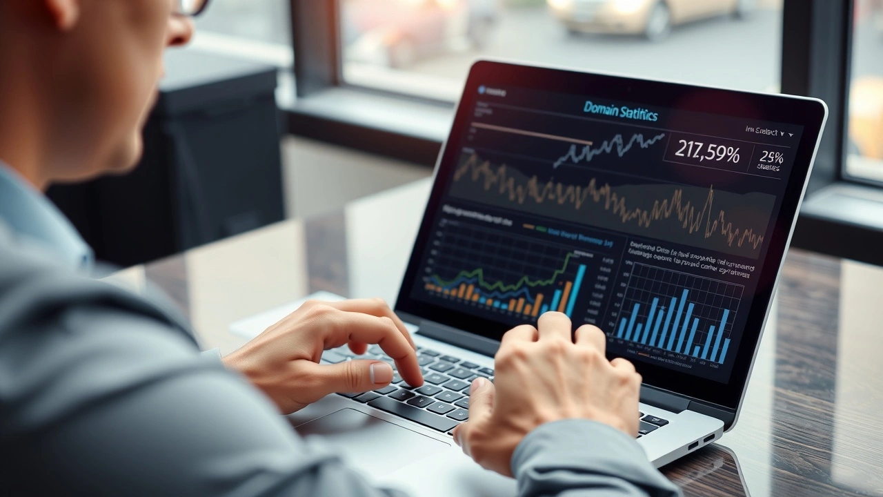 personne analysant des statistiques de noms de domaine