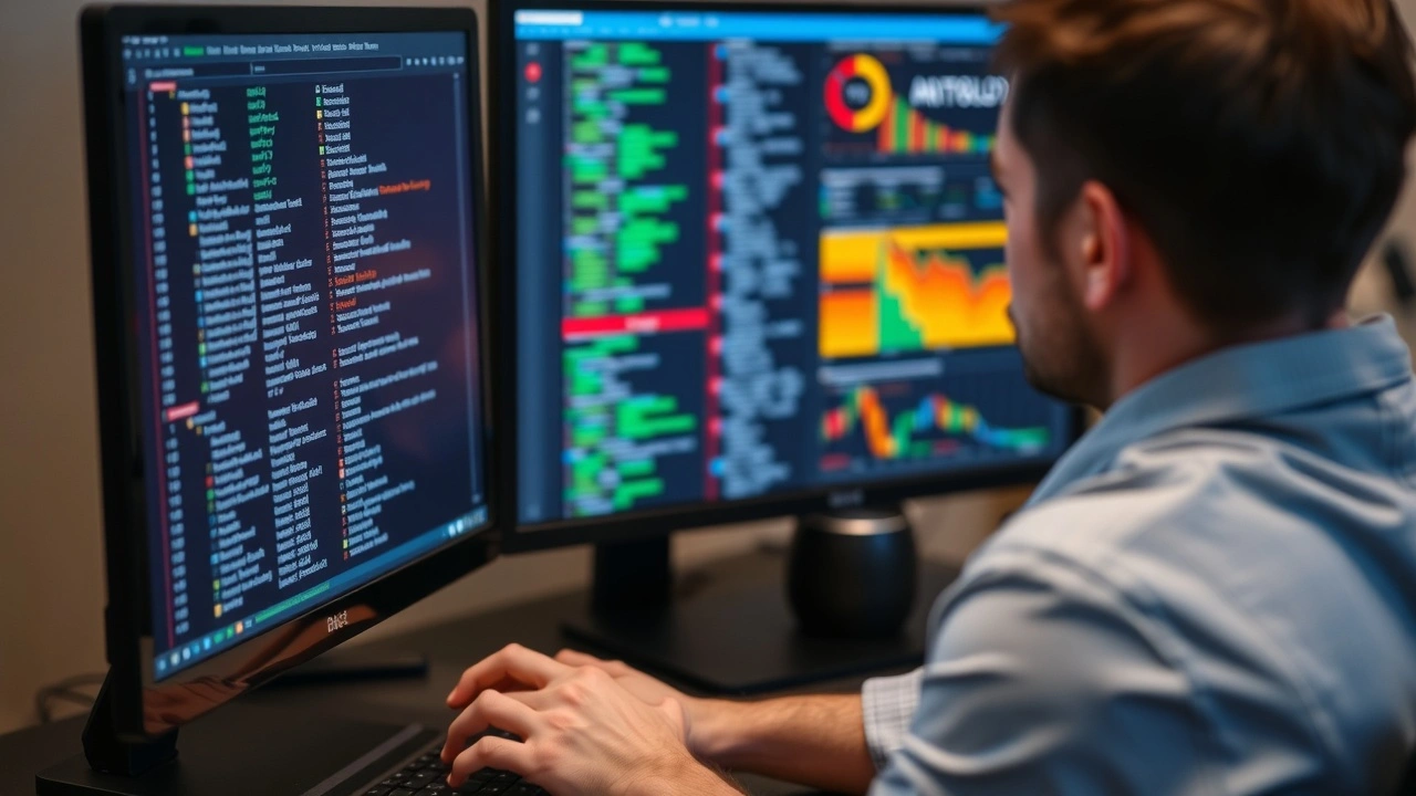 person analysant des données utilisateurs sur un ordinateur