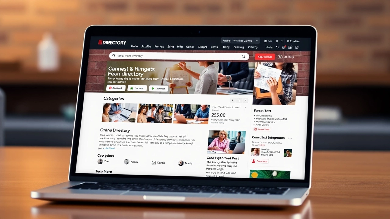 interface d'un annuaire en ligne sur un ordinateur portable