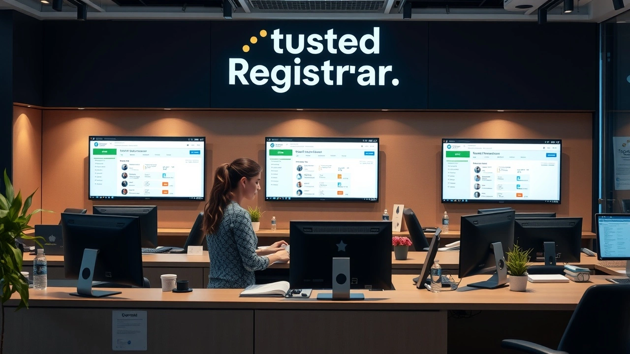 bureau d'enregistrement de domaine avec client et ordinateur