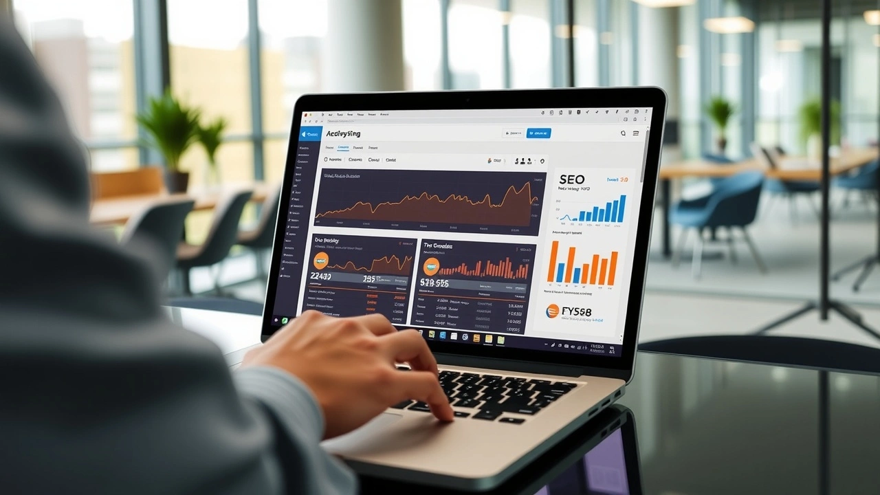 bureau moderne avec une personne utilisant un ordinateur portable