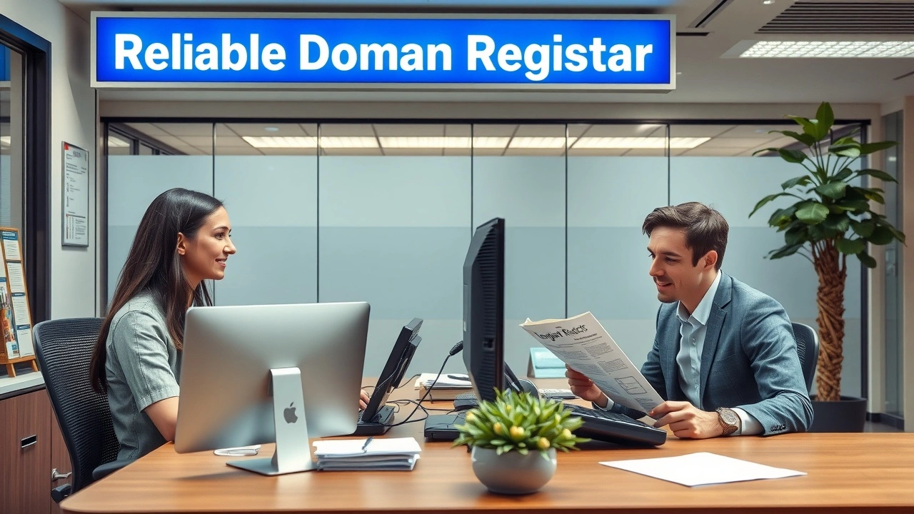 bureau d'un registrar de domaine avec réceptionniste