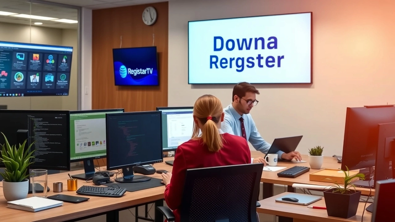 bureau d'un registrar de domaine avec des employés