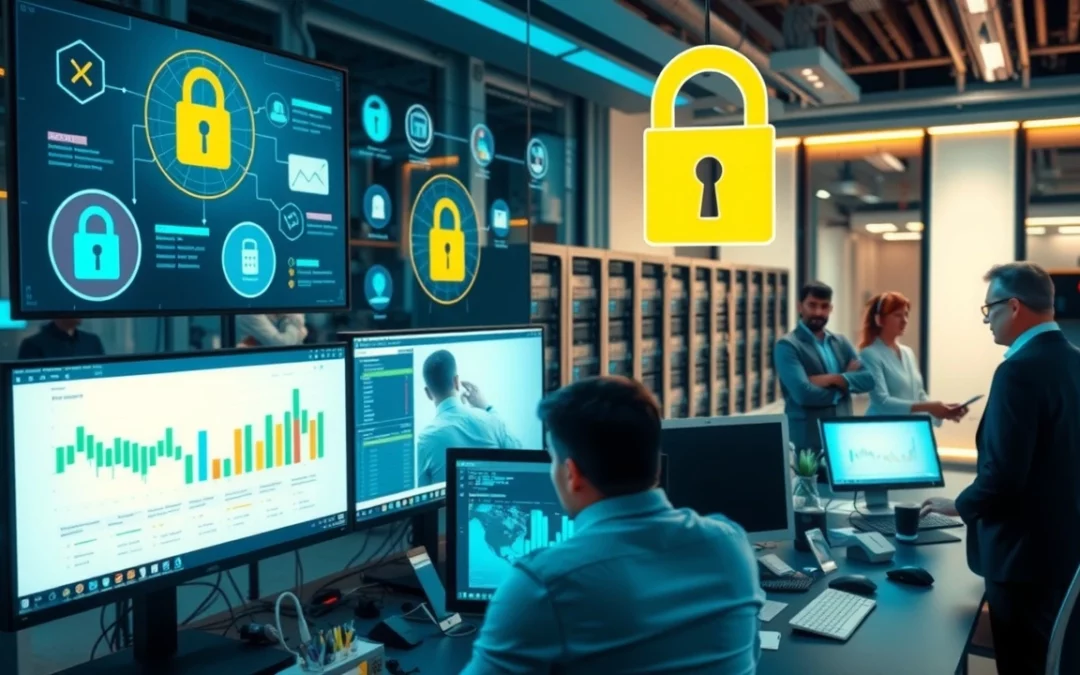 Bureau moderne illustrant des solutions de sécurité avancées pour la gestion des noms de domaine.
