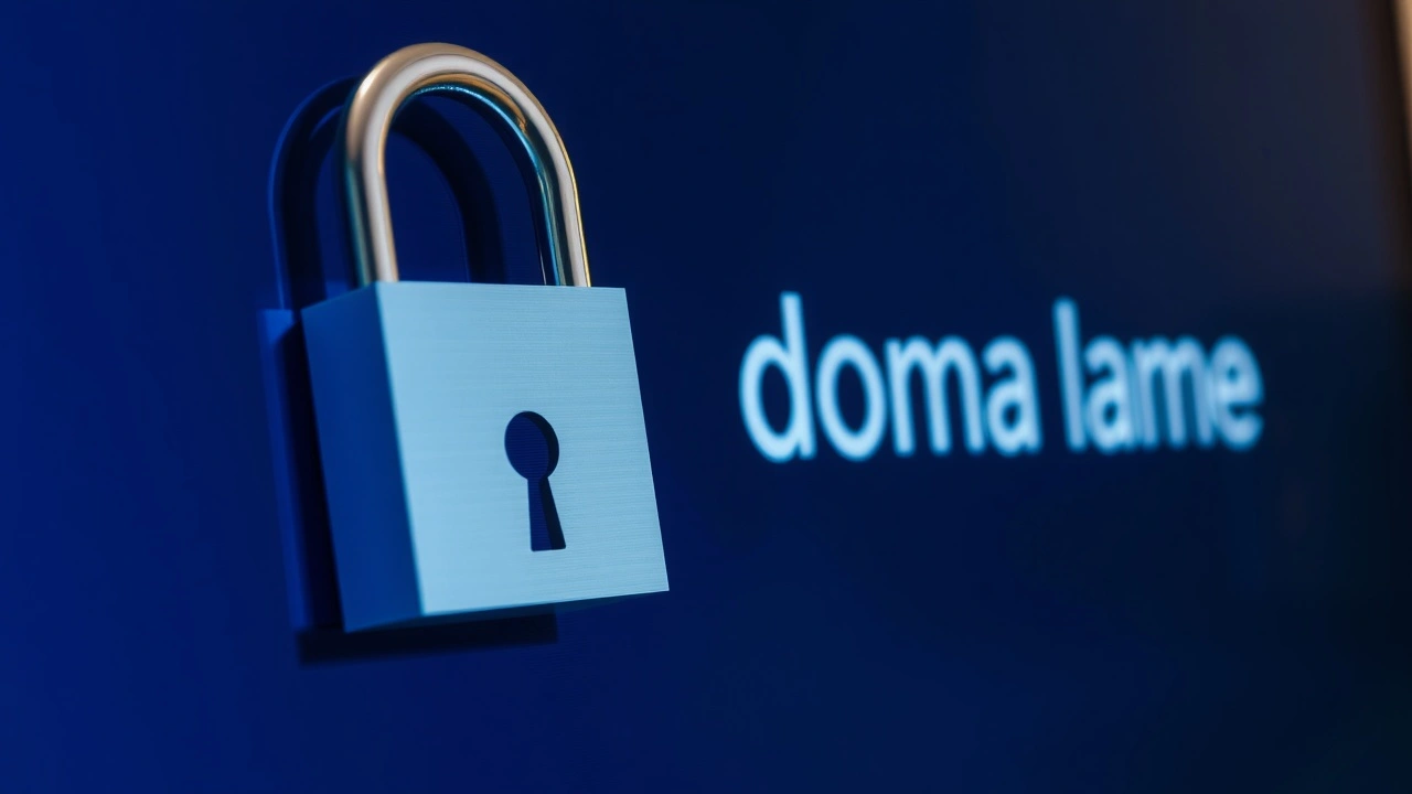 cadenas et nom de domaine sur un écran d'ordinateur