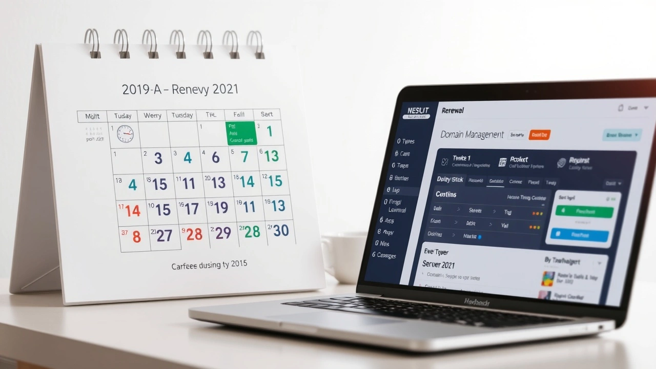 calendrier avec dates de renouvellement et ordinateur portable