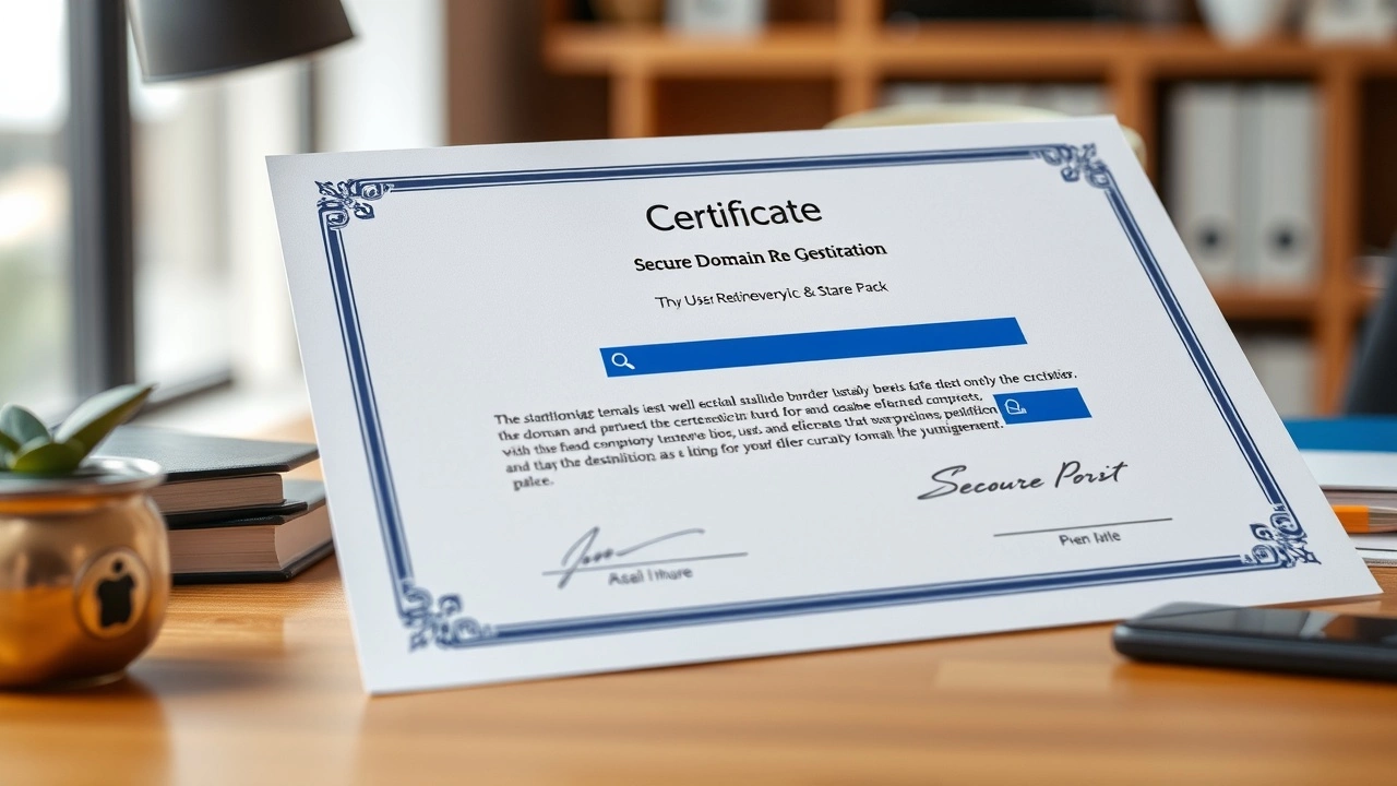 certificat de registration de domaine sur un bureau