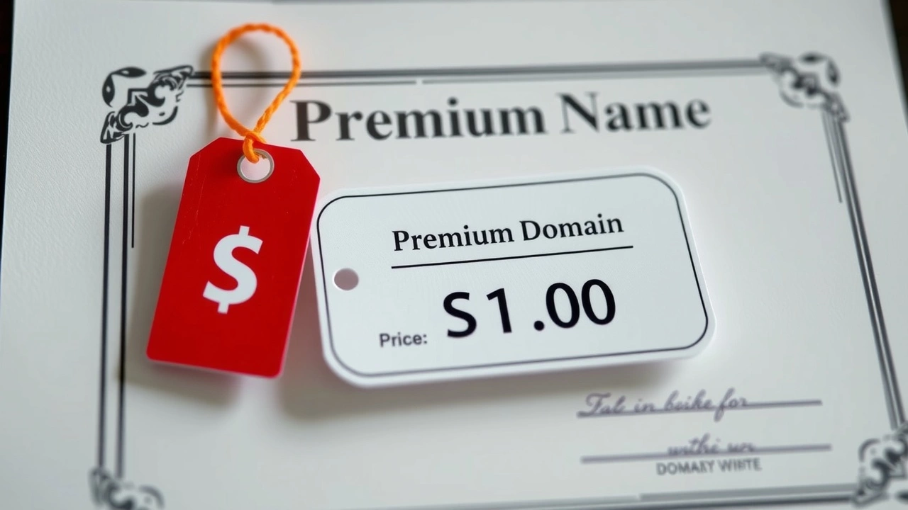 certificat de nom de domaine premium avec étiquette de prix