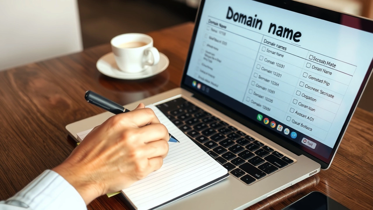 person choisissant un nom de domaine avec un ordinateur