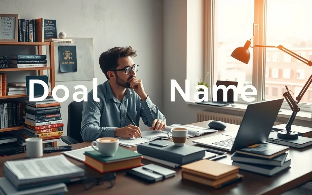 Une personne choisissant un nom de domaine qui reflète son expertise.