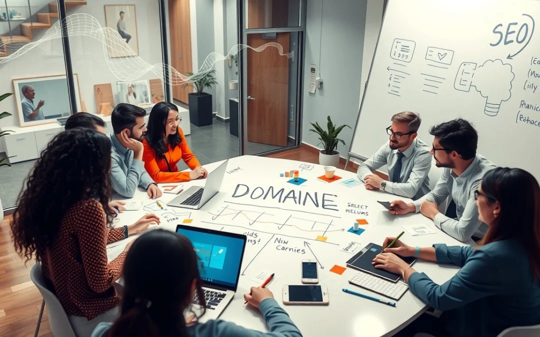 une image illustrant une session de brainstorming sur le choix d'un nom de domaine