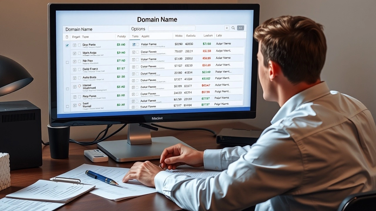 une personne choisissant un nom de domaine sur un ordinateur