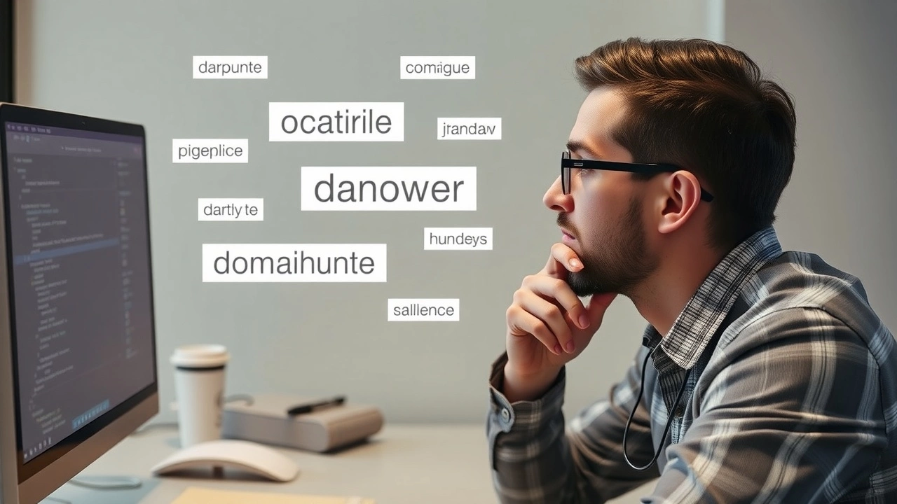 person travaillant sur des idées de nom de domaine