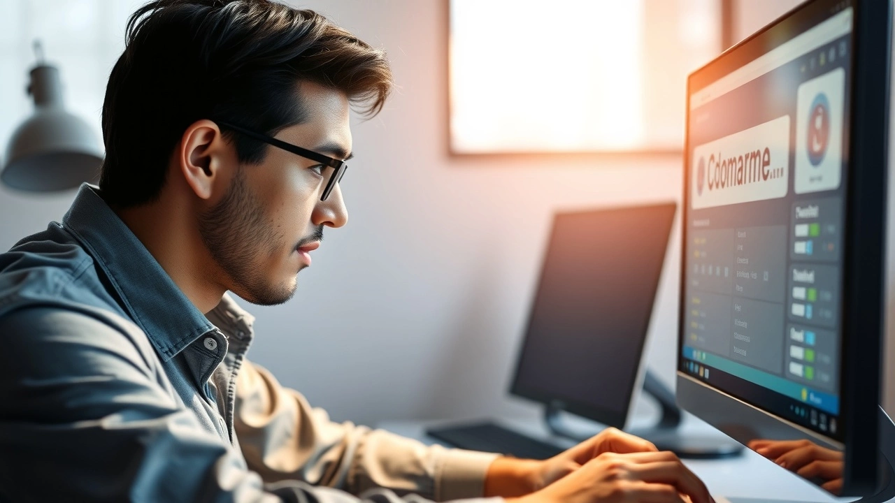 une personne choisissant un nom de domaine sur ordinateur