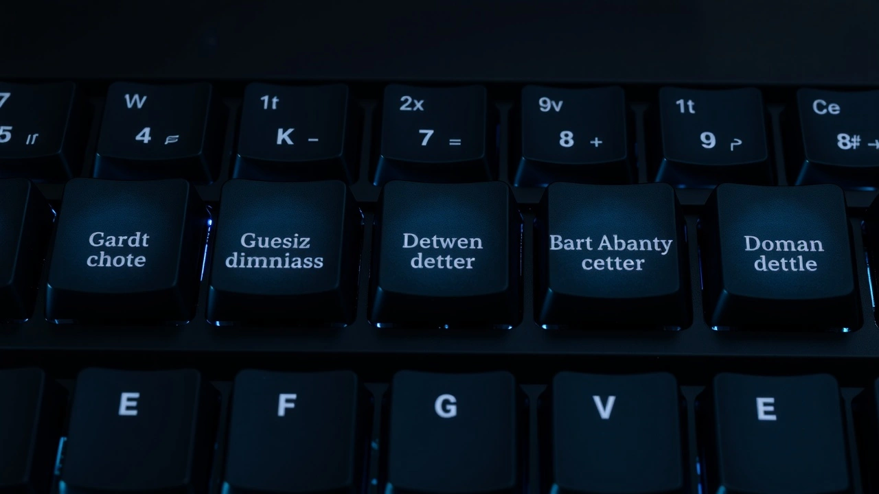 clavier dordinateur avec des noms de domaine visibles