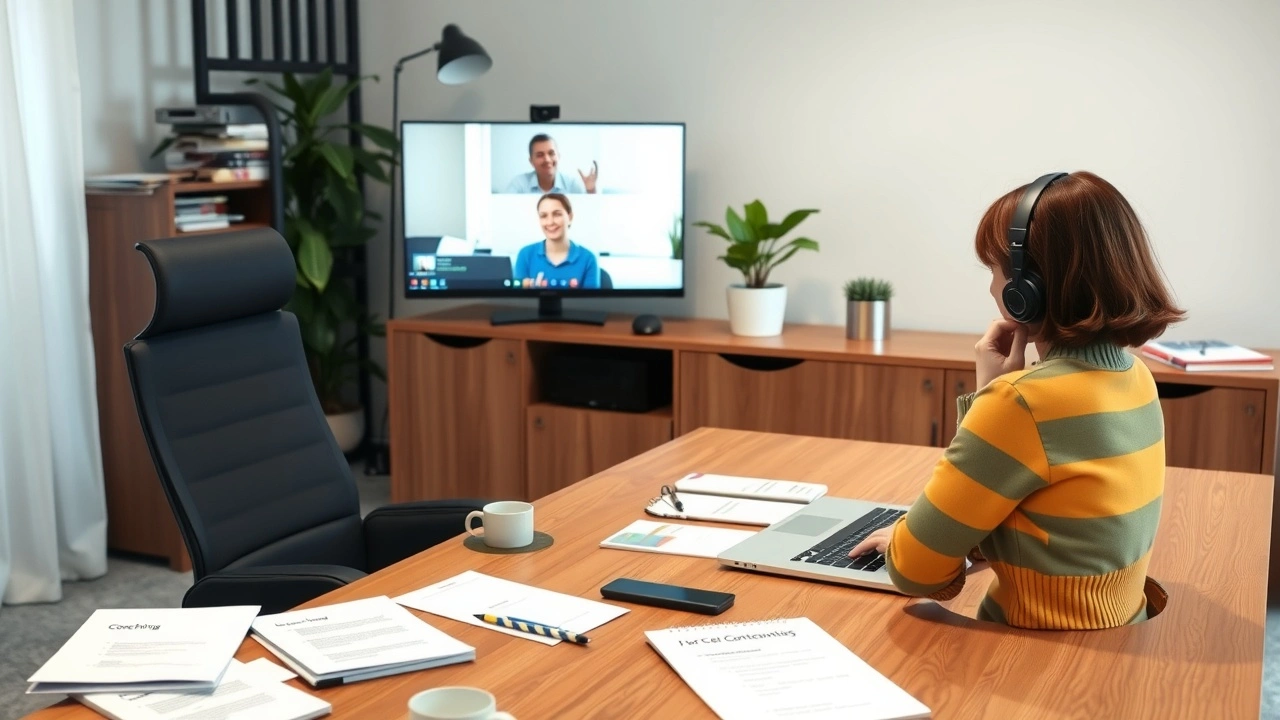 person en session de coaching en ligne devant un ordinateur