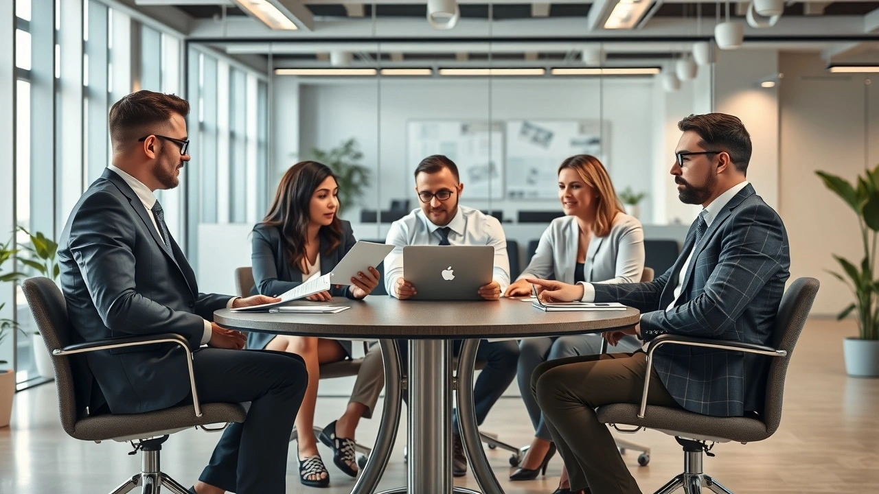 groupe de professionnels discutant de strategies de marketing