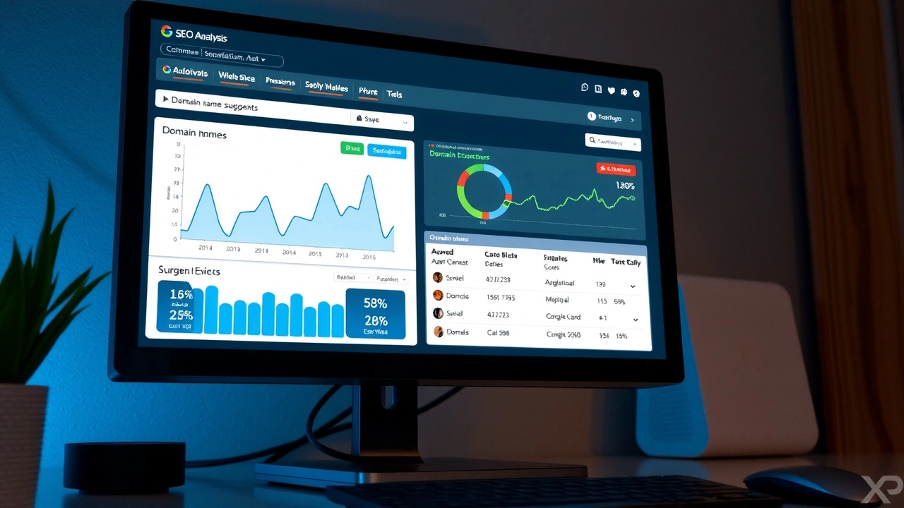 écran d'ordinateur avec outils d'analyse SEO