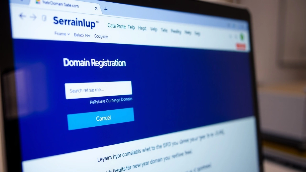 écran d'ordinateur affichant un formulaire d'enregistrement de domaine